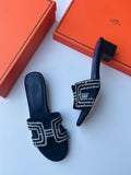 Hermès Oasis Sandals (Blue/Crystal)