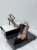 Alaïa PVC and Patent Leather Slingback Pumps (Black)