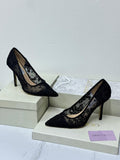 Jimmy Choo Romy 85 Lace Pumps (Black)
