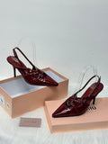 Miu Miu Patent Leather Slingback Pumps (Burgundy/Wine)