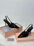 Miu Miu Patent Leather Slingback Pumps (Black)