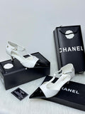 Chanel T-Strap Pumps (White/Black)
