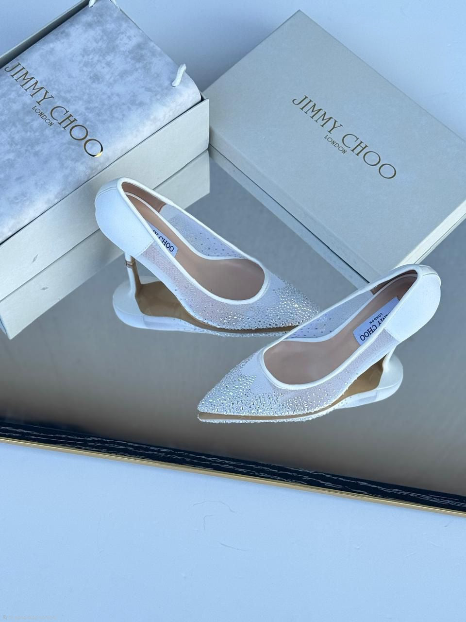 Jimmy Choo Ixia 95 Mesh Pumps (White)