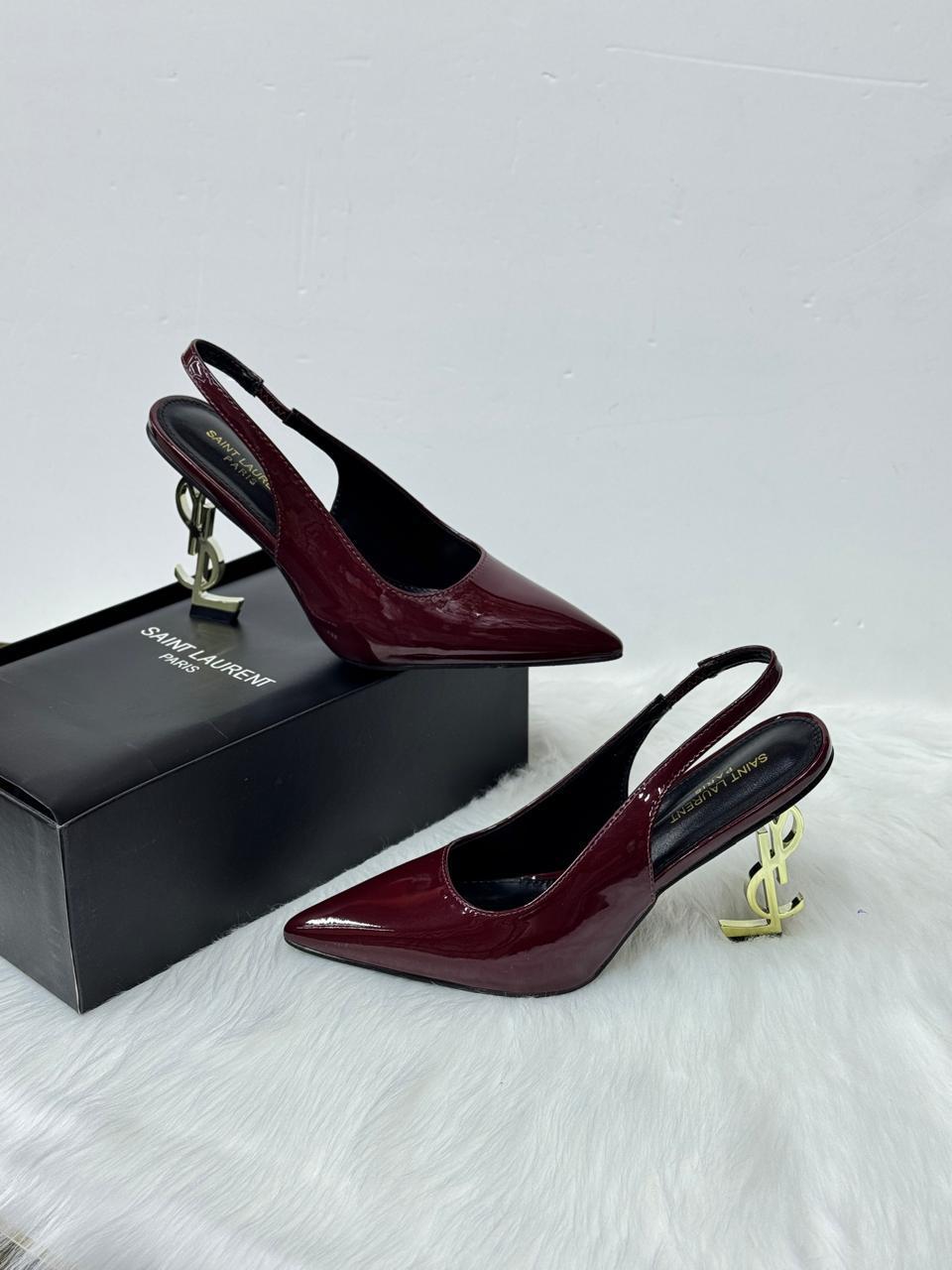 Saint Laurent Opyum Slingback Pumps (Burgundy/Bordeaux)