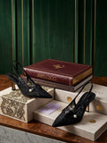Jimmy Choo Amita 45 Lace Slingback Pumps (Black)