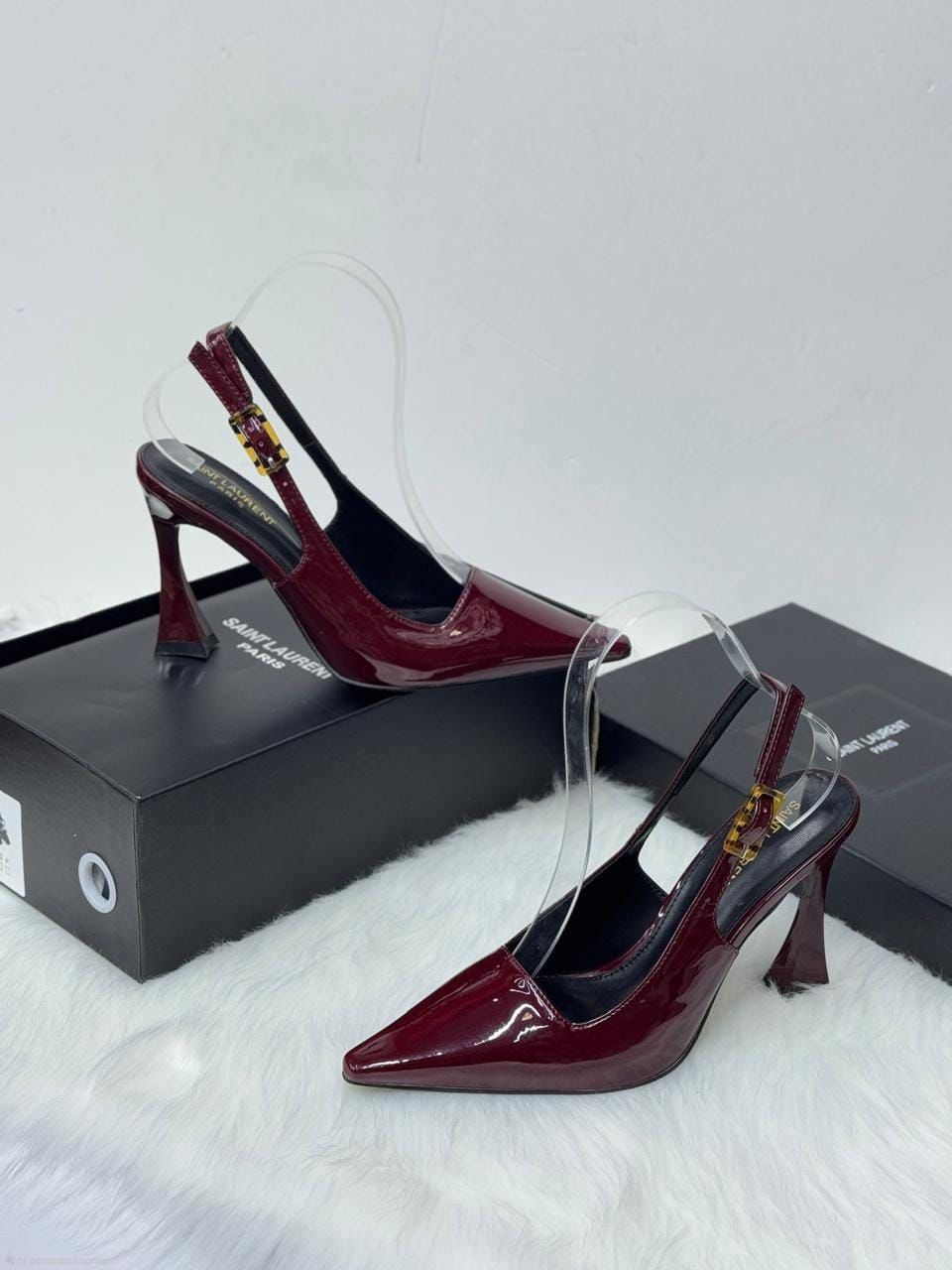Saint Laurent Dive Slingback Pumps (Burgundy)
