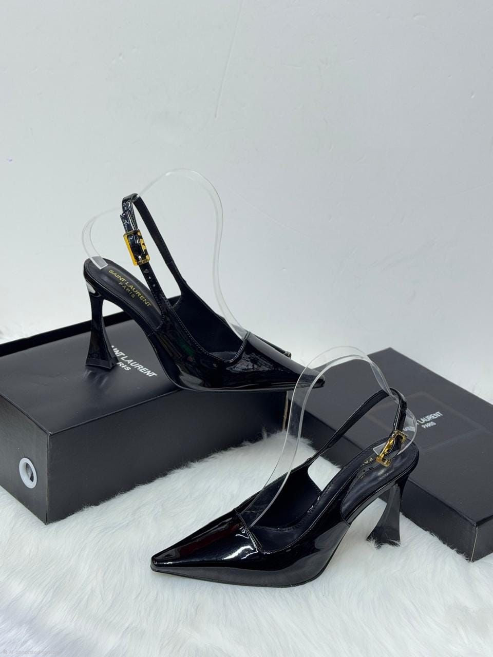 Saint Laurent Dive Slingback Pumps (Black)