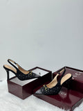 Gucci GG Crystal-Embellished Slingback Pumps (Black)