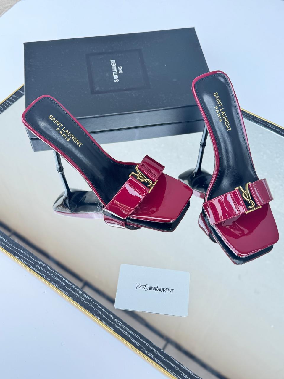 Saint Laurent Opyum Mules (Dark Red/Burgundy)