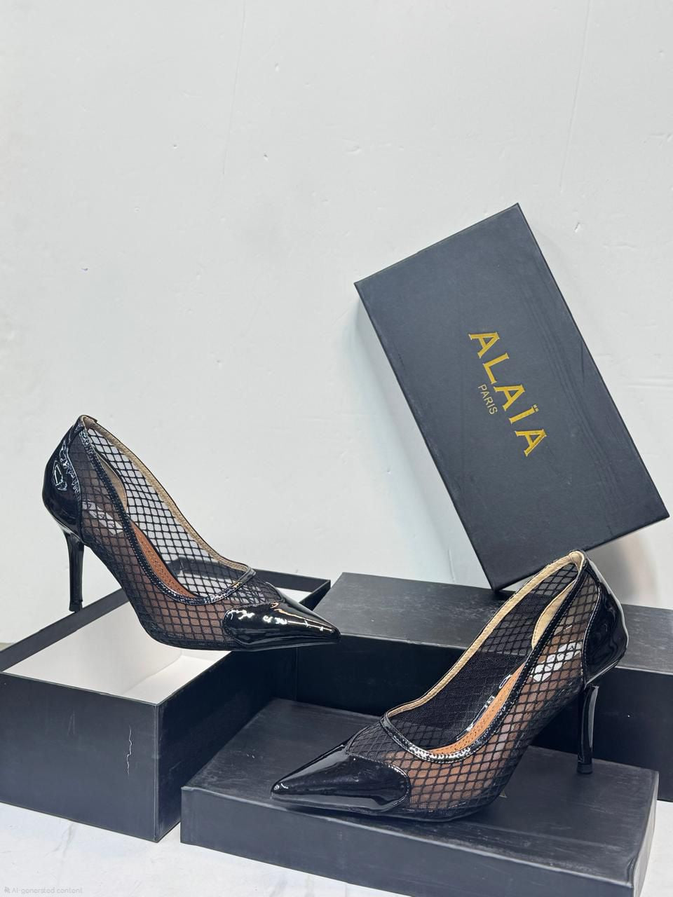 Alaïa Mesh and Patent Leather Pumps (Black)