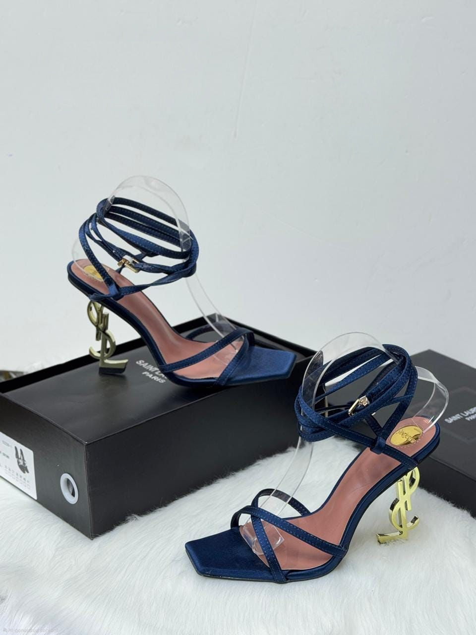 Saint Laurent Opyum Sandals (Black Satin)