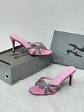 GINA Swarovski Crystal Knotted Mules (Candy Pink)
