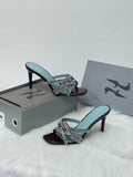 GINA Swarovski Crystal Knotted Mules (Burgundy/Turquoise)