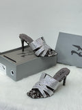 Gina Crystal-Embellished Heeled Mules (Silver/Black Marble)