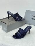 Gina Crystal-Embellished Heeled Mules (Midnight Blue)