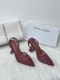 Amina Muaddi Rosie Slingback Pumps (Burgundy Lace)