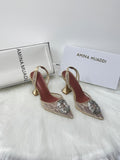 Amina Muaddi Begum Slingback Pumps (Gold Lace)