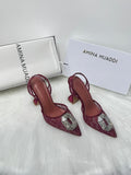 Amina Muaddi Begum Slingback Pumps (Burgundy Lace)