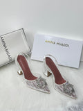 Amina Muaddi Begum Slingback Pumps (White Lace)