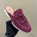 Loro Piana Summer Walk Charms Mules (Burgundy/Bordeaux)