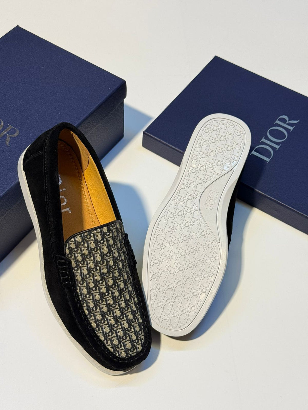 Dior Granville Loafer (Black Suede / Dior Oblique)