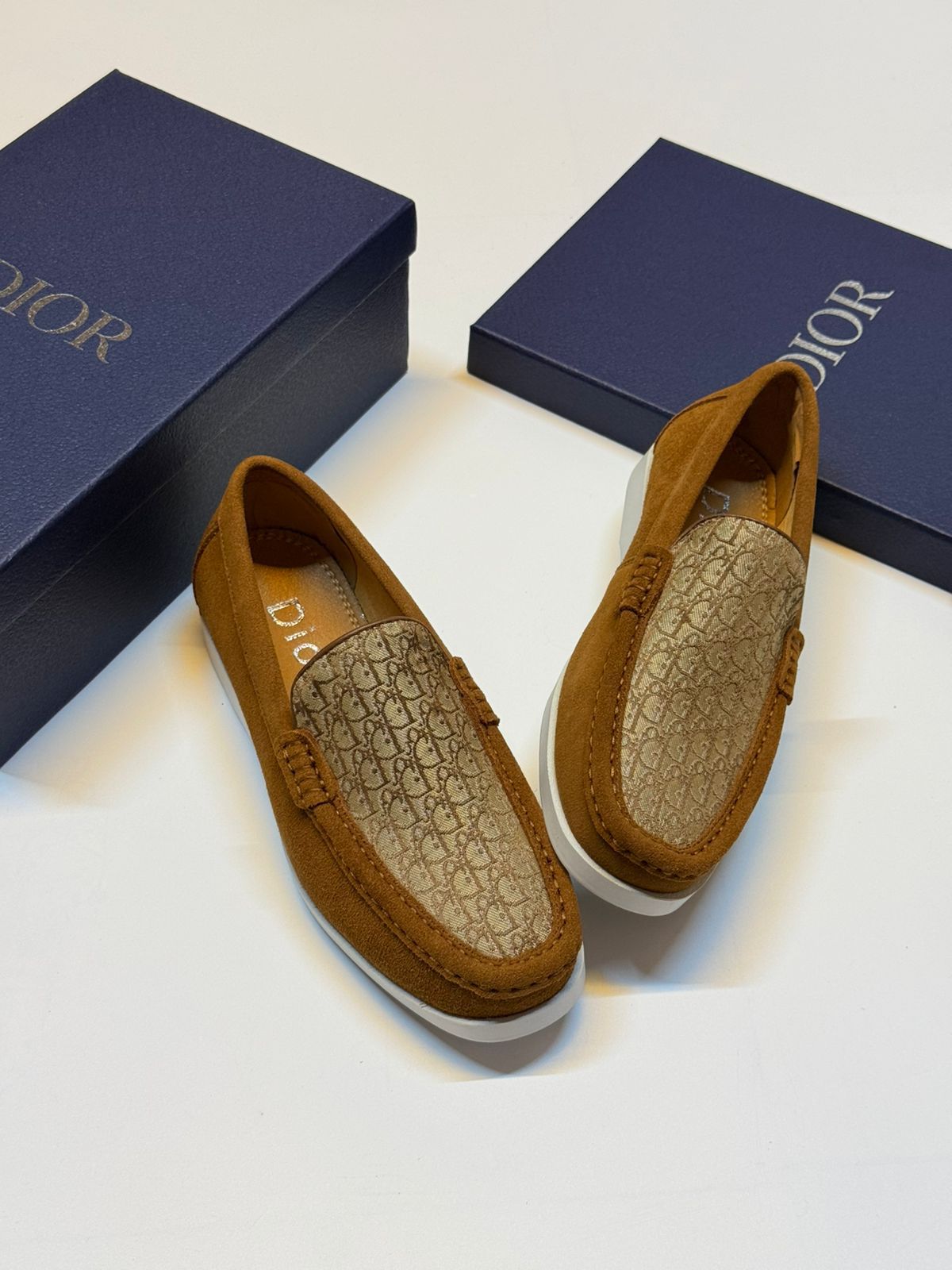 Dior Granville Loafer (Camel Suede / Dior Oblique)