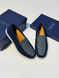 Dior Granville Loafer (Navy Blue Suede / Dior Oblique)