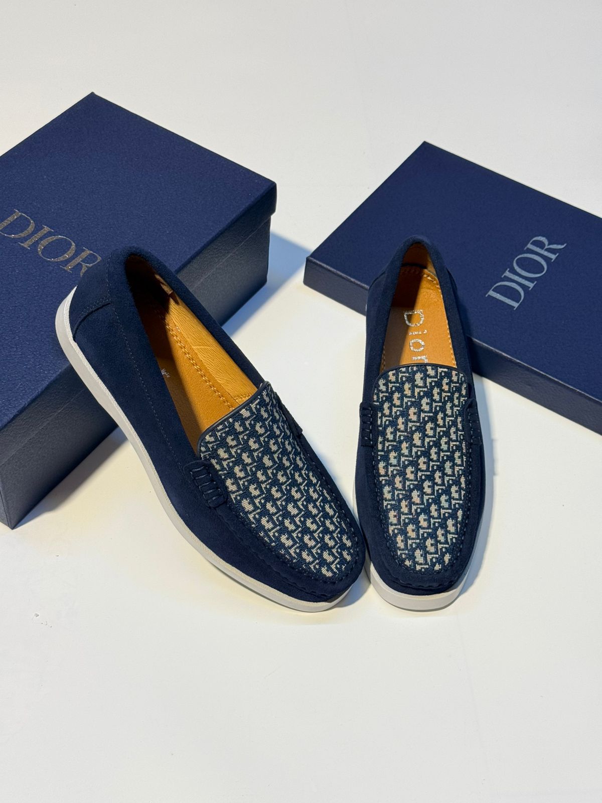 Dior Granville Loafer (Navy Blue Suede / Dior Oblique)