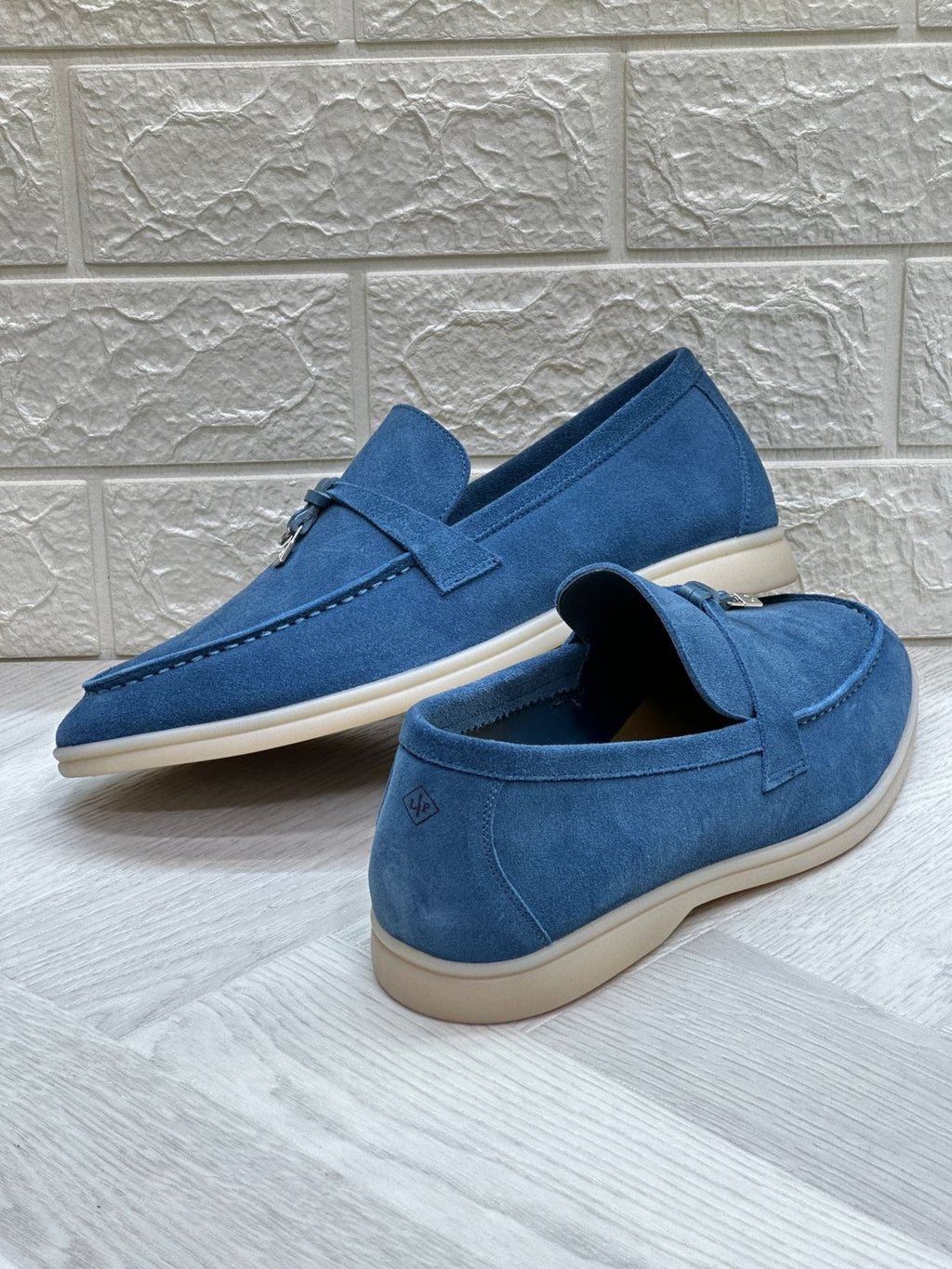 Loro Piana Summer Charms Walk Loafers (Stone Blue)