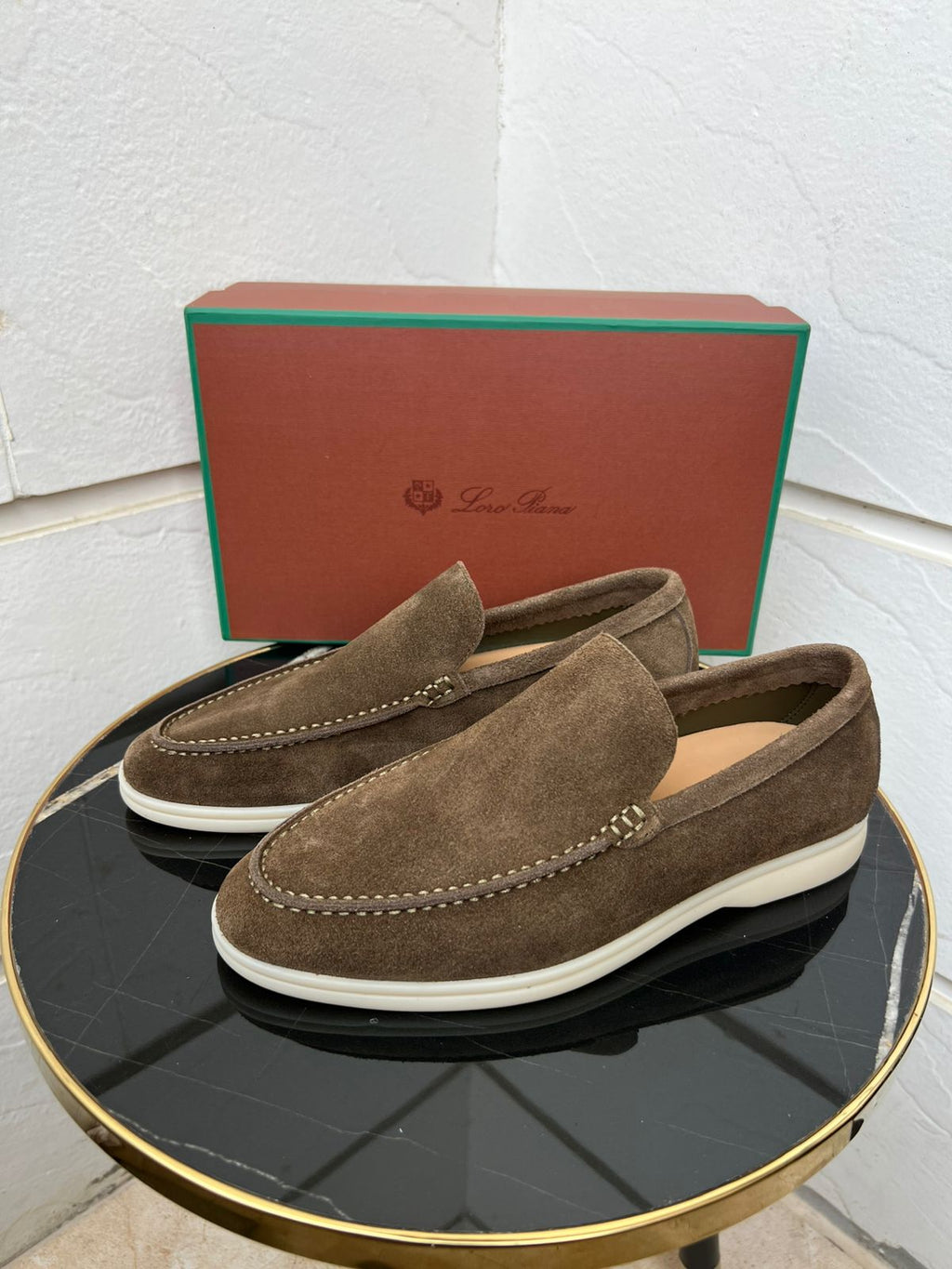 Loro Piana Summer Walk Loafer (Woven Beige Suede)