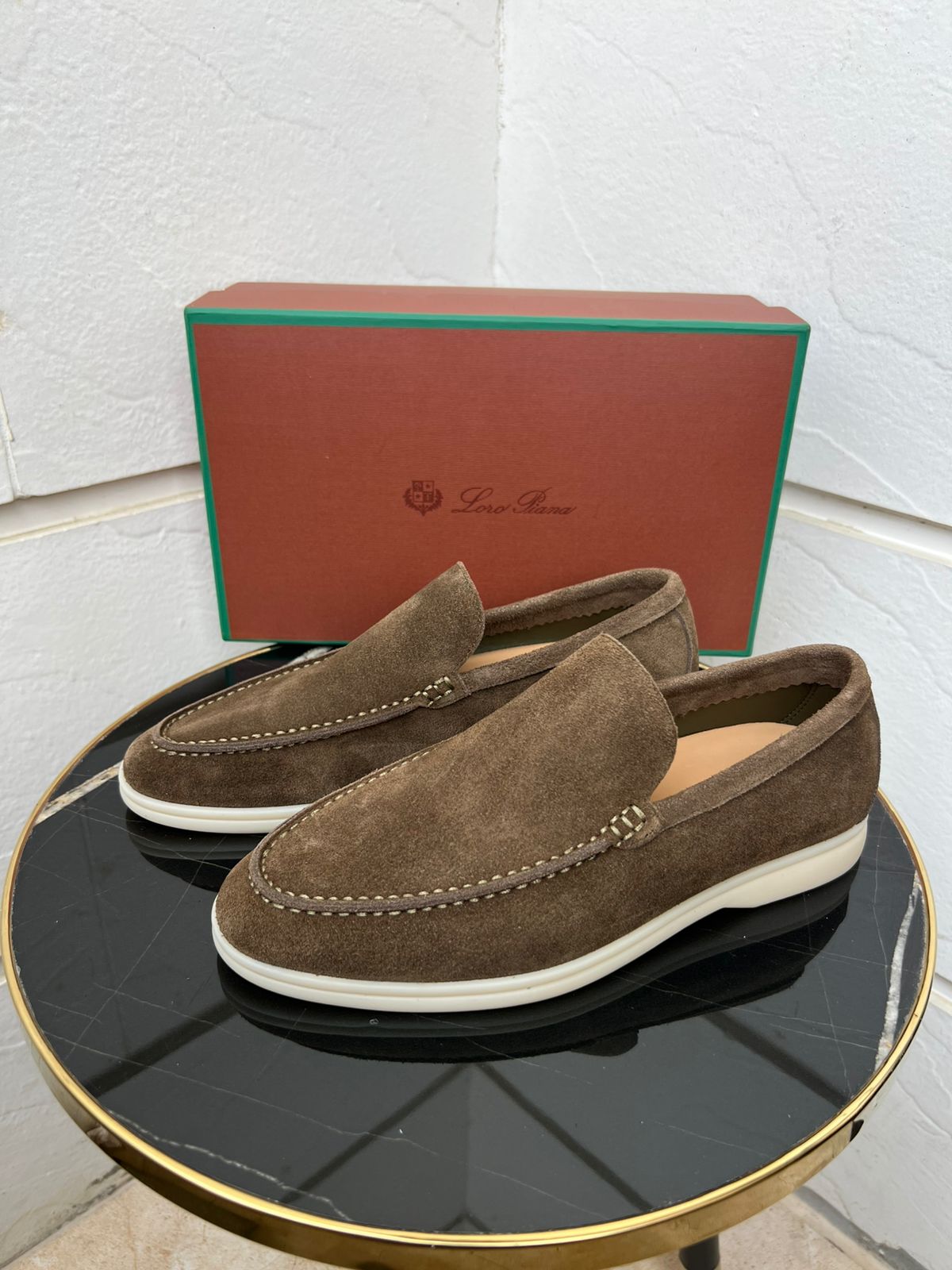 Loro Piana Summer Walk Loafer (Woven Beige Suede)