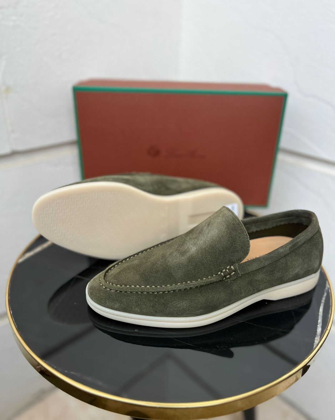 Loro Piana Summer Walk Loafers (Olive Green)