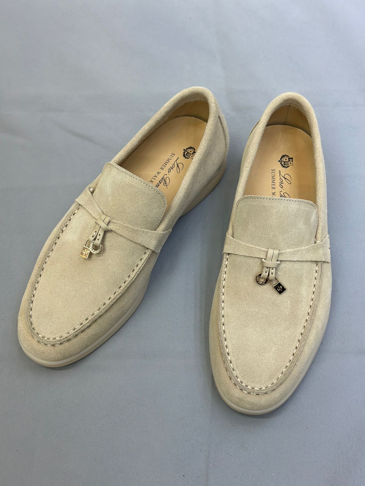 Loro Piana Summer Charms Walk Loafers (Sand/Beige)