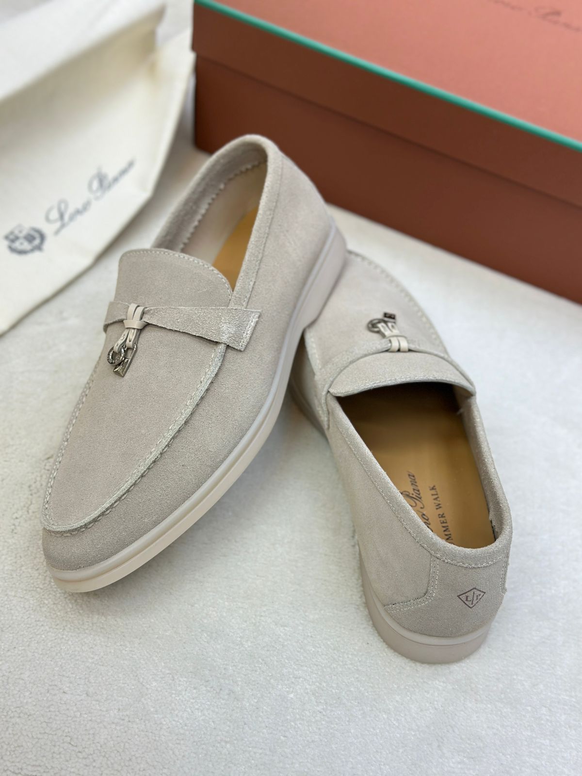 Loro Piana Summer Charms Walk Loafers (Sand/Light Beige)