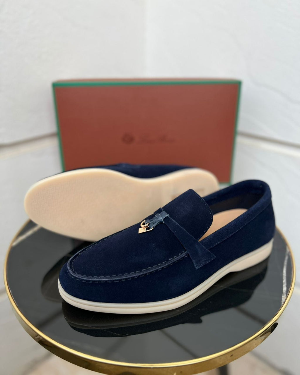 Loro Piana Summer Charms Walk Loafers (Navy Blue)