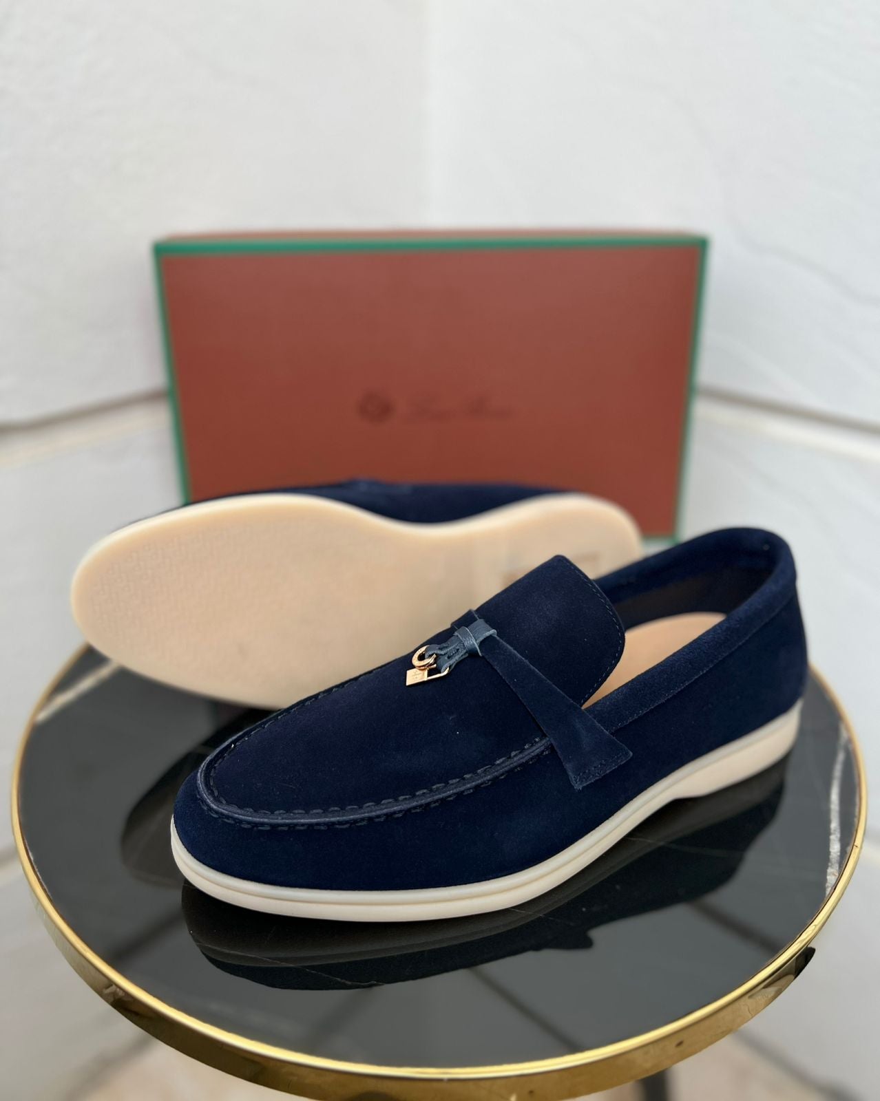 Loro Piana Summer Charms Walk Loafers (Navy Blue)