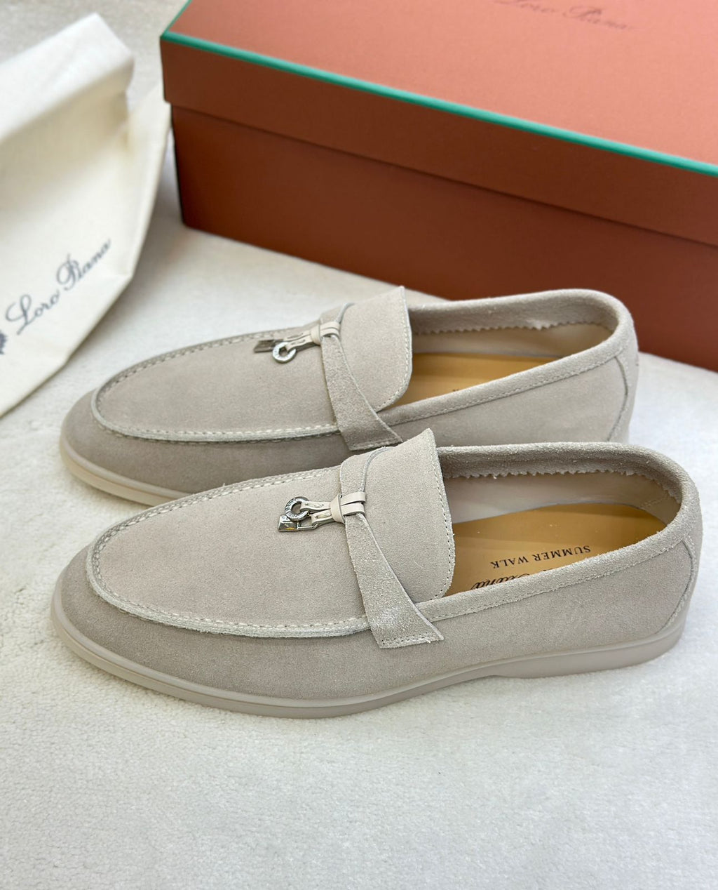 Loro Piana Summer Charms Walk Loafers (Sand/Light Beige)
