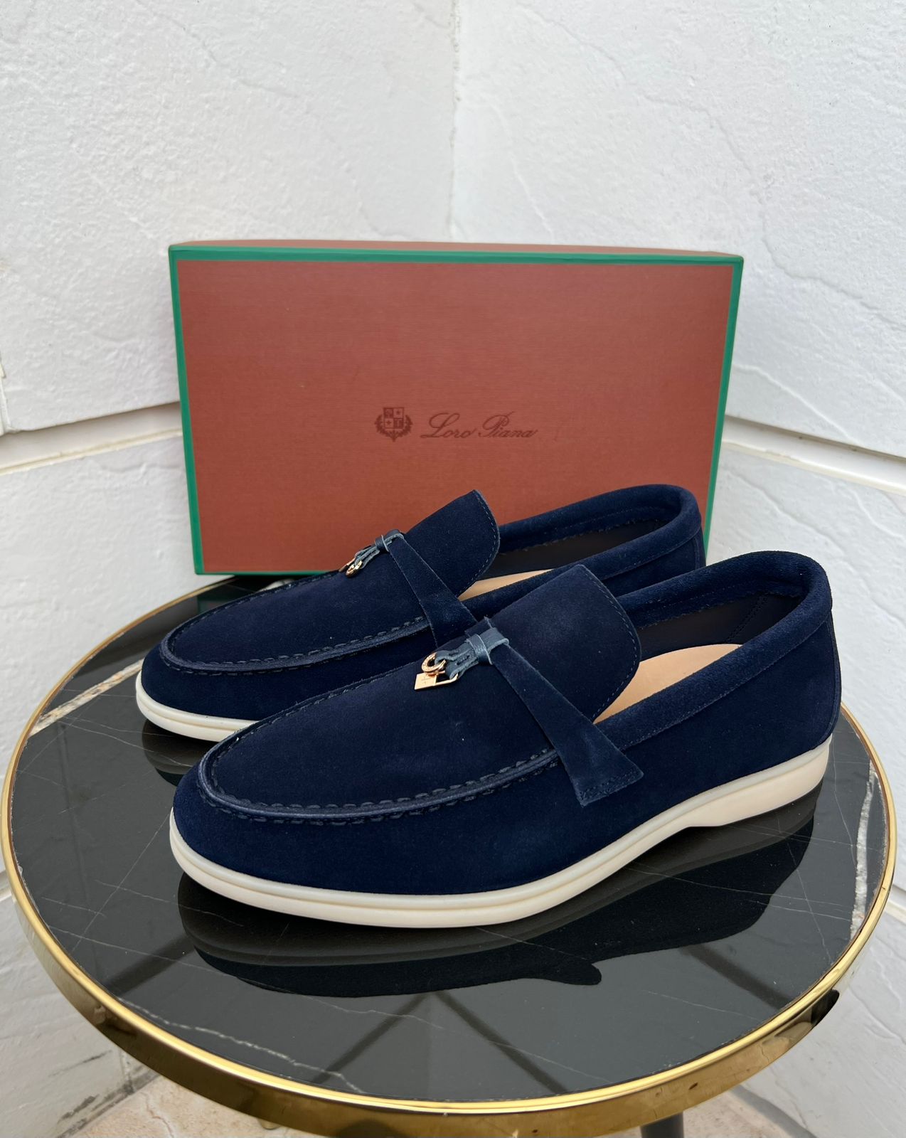 Loro Piana Summer Charms Walk Loafers (Navy Blue)