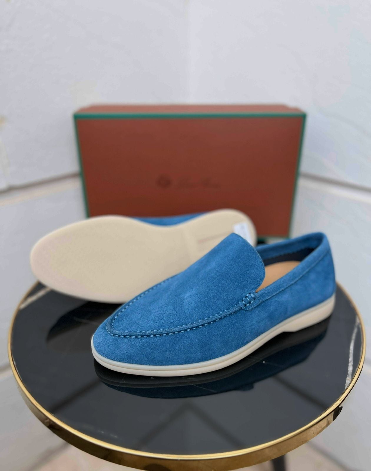 Loro Piana Summer Walk Loafer (Pacific Blue Suede)