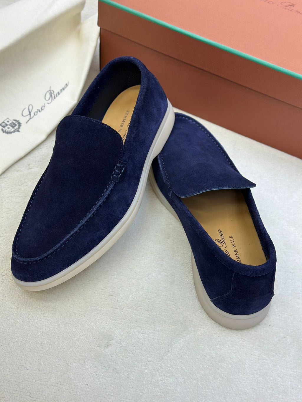 Loro Piana Summer Walk Loafer (Deep Blue Suede)