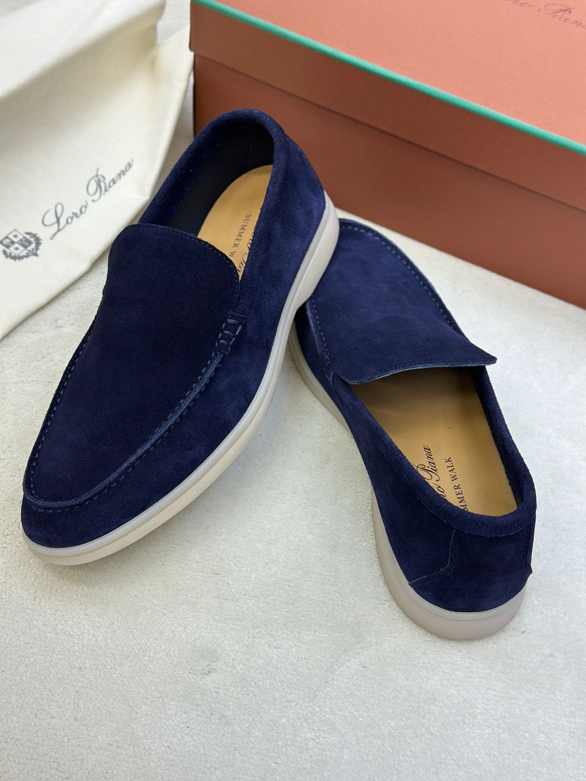 Loro Piana Summer Walk Loafer (Deep Blue Suede)