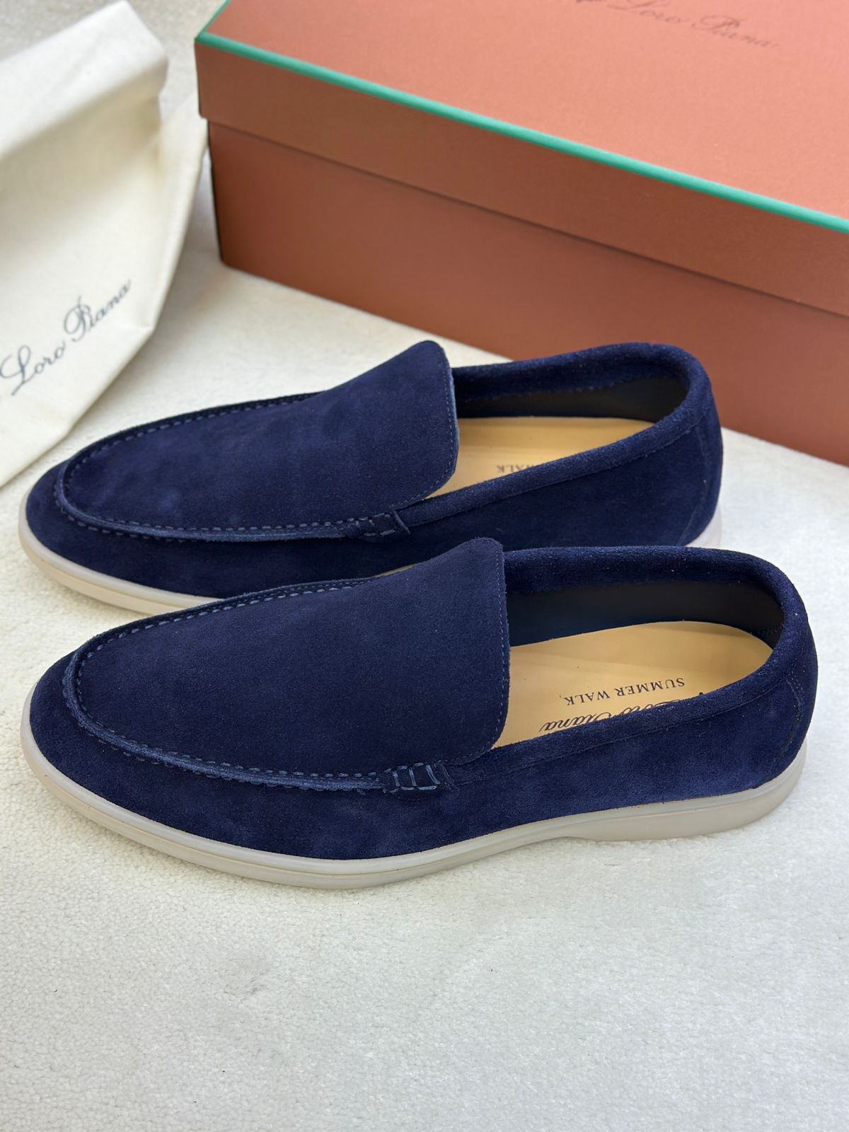 Loro Piana Summer Walk Loafer (Deep Blue Suede)