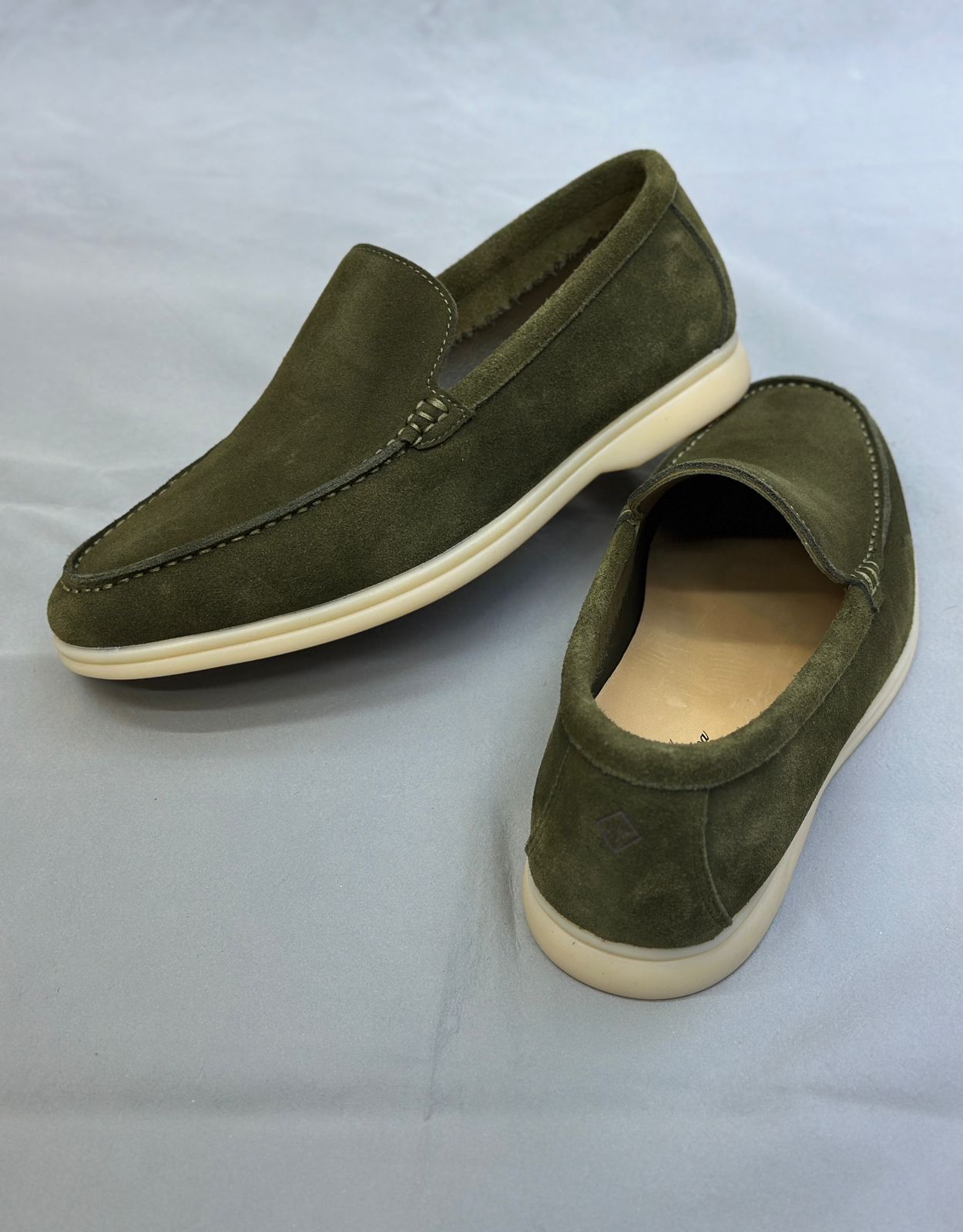 Loro Piana Summer Walk Loafer (Olive Green Suede)