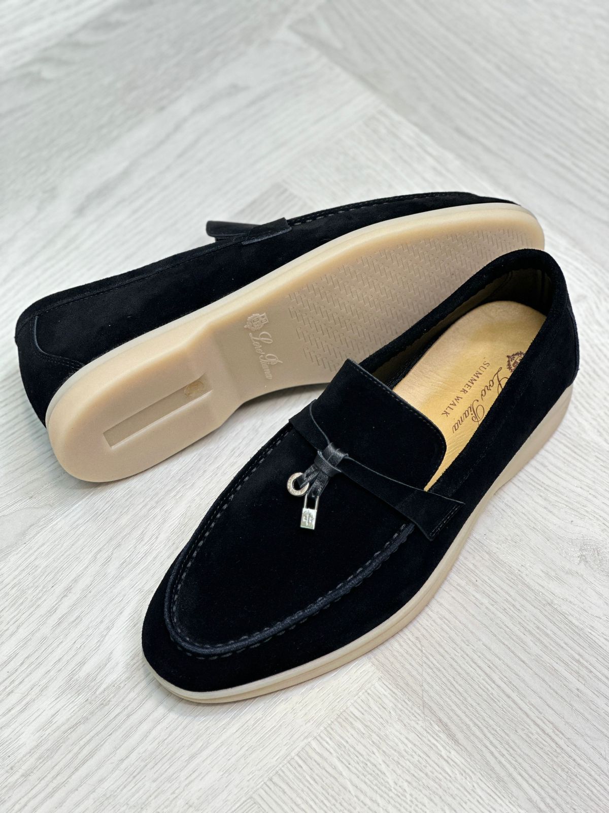 Loro Piana Summer Walk Loafer (Black Suede)