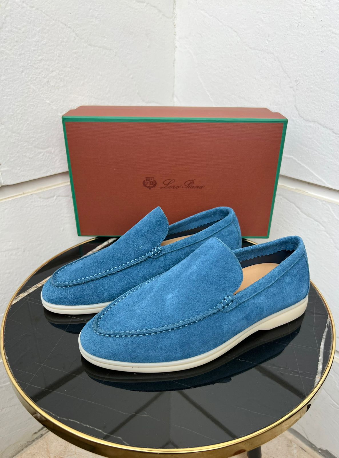 Loro Piana Summer Walk Loafer (Pacific Blue Suede)