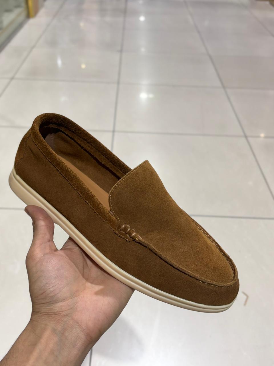 Loro Piana Summer Walk Loafers (Tan/White)