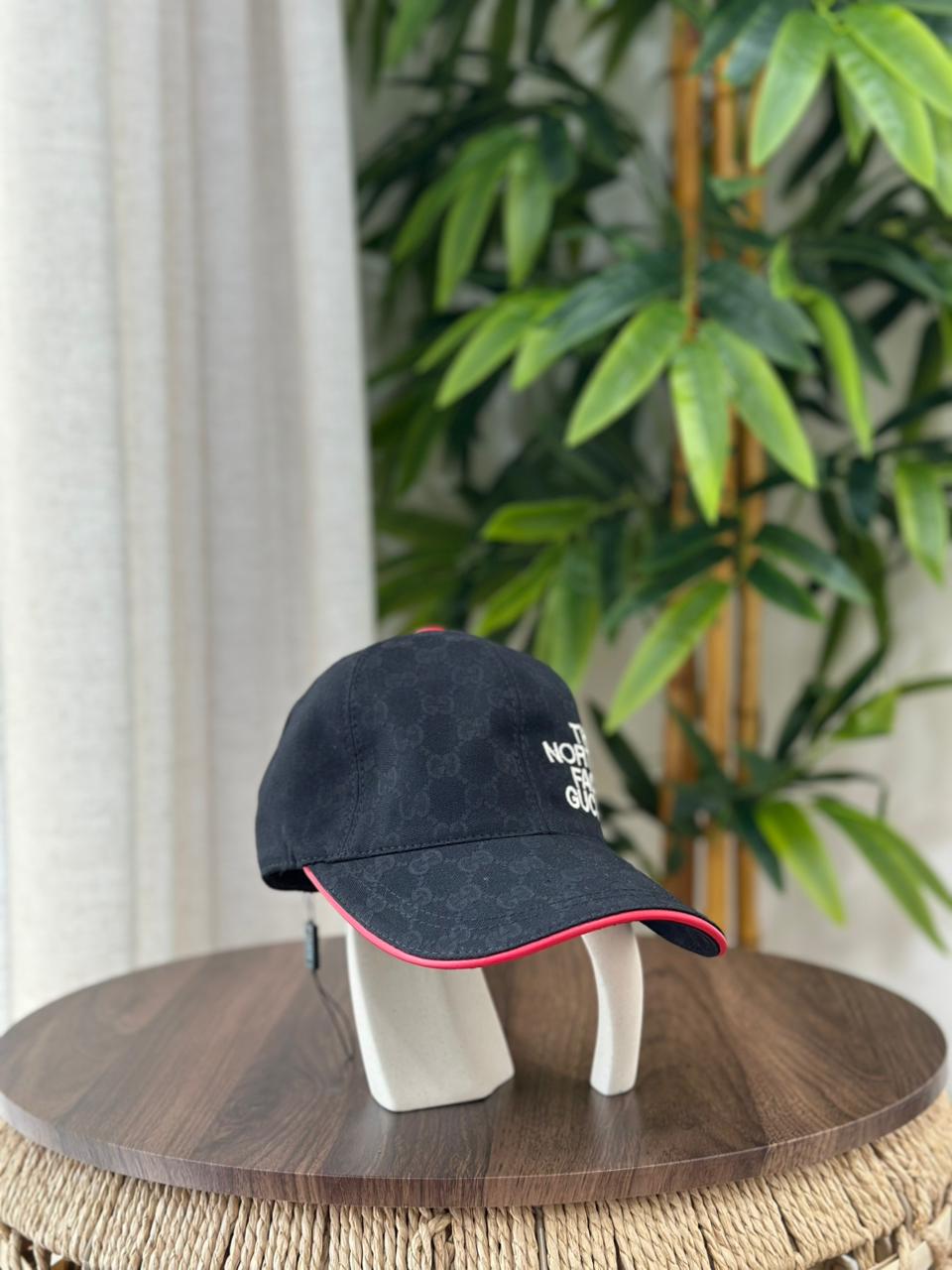 The North Face x Gucci GG Canvas Baseball Hat (Black/Red)