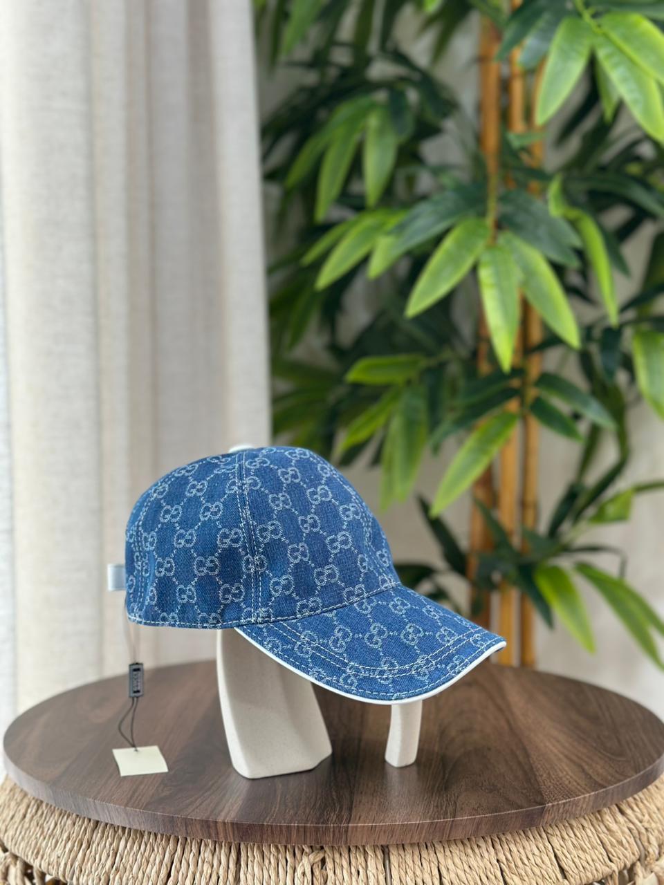 Gucci GG Denim Baseball Hat (Blue/White)