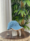GG Denim Baseball Hat with Leather Trim (Light Blue)