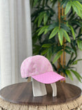 Gucci GG Canvas Baseball Hat with GG Embossed Leather Brim (Pink)